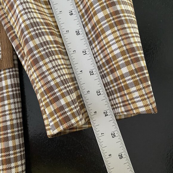Vintage 70s Montgomery Ward Sport Coat 44L 46L Plaid Check Collegiate Mod Disco - Picture 14 of 16